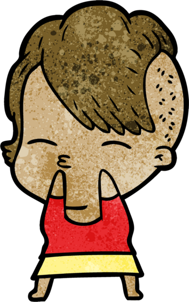 Bir insan tarafından çizilmiş şaşı çizgi film kızı.