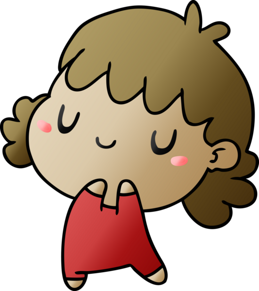 Bir insan tarafından çizilmiş sevimli bir kawai kızının gradyan çizimi.