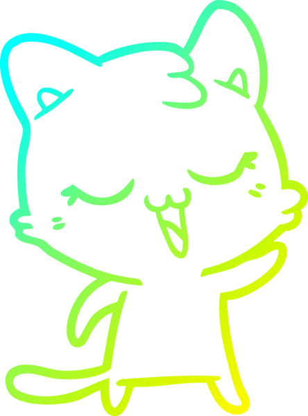 Bir insan tarafından çizilen çizgi film kedisinin soğuk gradyan çizgisi.