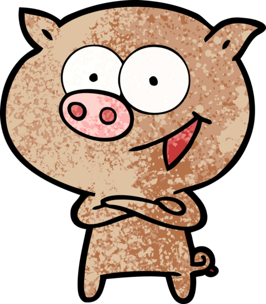 Bir insan tarafından çizilmiş neşeli domuz çizgi filmi.