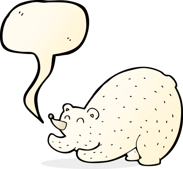 Bir insan tarafından çizilmiş konuşma baloncuğuyla kutup ayısını geren çizgi film