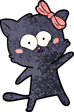 Bir insan tarafından çizilmiş çizgi film kedisi.