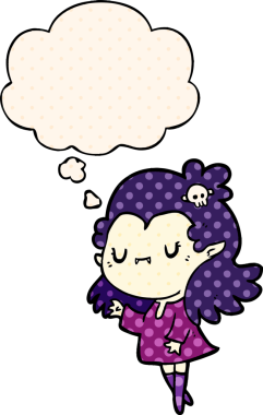 Çizgi roman tarzında düşünce balonu olan bir vampir insan tarafından çizilmiş.