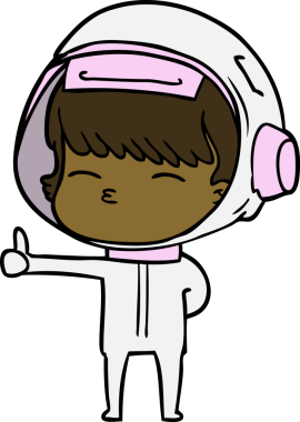 Karikatür meraklısı astronot bir insan tarafından çizilmiş.