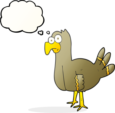 Bir insan tarafından çizilmiş serbest çizim balon karikatür kuşu.