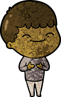 Bir insan tarafından çizilmiş mutlu çocuk çizgi filmi.