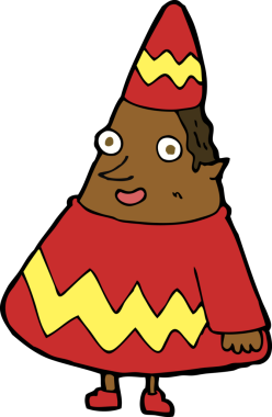 Bir insan tarafından çizilmiş çizgi film elfi.