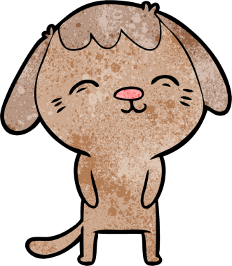 Bir insan tarafından çizilmiş mutlu çizgi film köpeği.