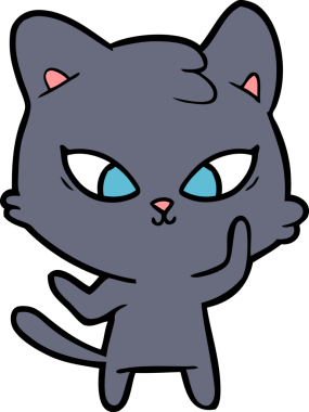 Bir insan tarafından çizilmiş sevimli çizgi film kedisi.