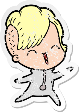 Bir insan tarafından çizilmiş mutlu bir hippi kızın sıkıntılı çıkartması.