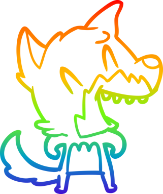 Bir insan tarafından çizilmiş gülen tilki çizgi filmi.