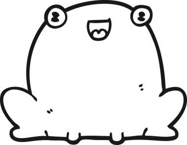 Bir insan tarafından çizilmiş şirin bir kurbağa.