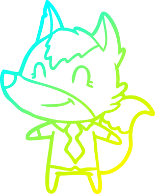 Bir insan tarafından çizilmiş, dost canlısı bir kurt ofis çalışanı çizimi.