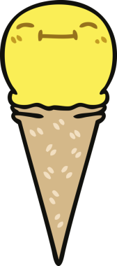 Bir insan tarafından çizilmiş garip bir çizgi film mutlu dondurma.