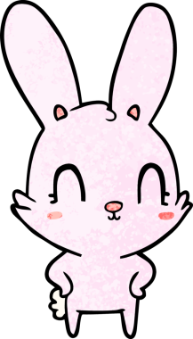 Bir insan tarafından çizilmiş şirin çizgi film tavşanı.