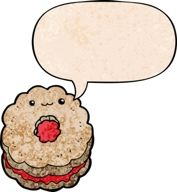 bir insan tarafından çizilmiş eski moda konuşma baloncuklu çizgi film bisküvisi