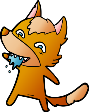 Bir insan tarafından çizilmiş tilki çizgi film karakteri