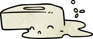 Bir insan tarafından çizilmiş köpüklü sabunun el çizimi karikatürü.