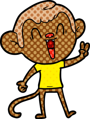 Bir insan tarafından çizilmiş gülen maymun çizgi filmi