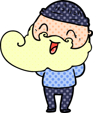 Bir insan tarafından çizilmiş mutlu sakallı adam.