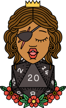 Retro Dövme Tarzı İnsan Rogue Bir insan tarafından çizilmiş 20 zar ile