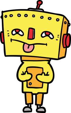 Bir insan tarafından çizilmiş çizgi film robotu