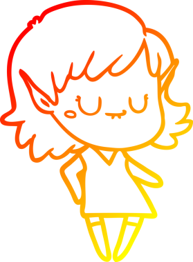 Bir insanın çizdiği elbiseyi giyen mutlu bir elf kızı çiziyor.