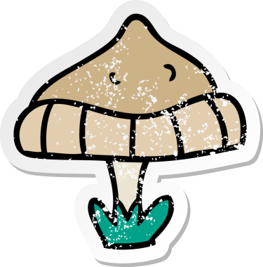 Bir insan tarafından çizilmiş tek bir mantarın el yazısı karikatürü.