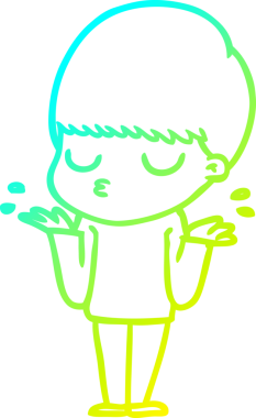 Bir çizgi film karakteri çizen soğuk gradyan bir çocuk bir insan tarafından çizilmiş.