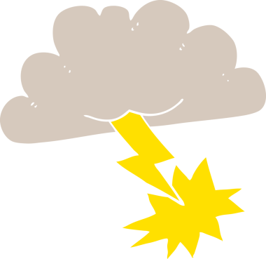 Bir insan tarafından çizilmiş fırtına bulutunun düz renk çizimi