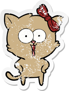 Bir insan tarafından çizilmiş karikatür bir kedinin sıkıntılı çıkartması.