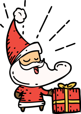 Geleneksel dövme stili Noel Baba karakterinin bir insan tarafından çizilmiş resmi.