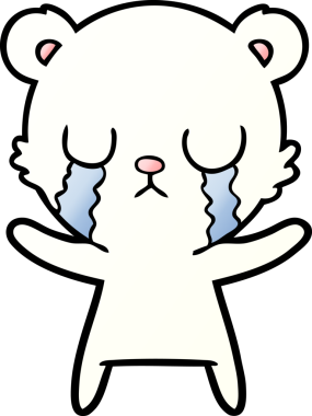 Bir insan tarafından çizilmiş üzgün küçük kutup ayısı çizgi filmi.