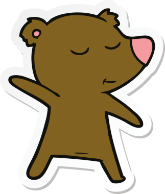 Bir insan tarafından çizilmiş mutlu çizgi film ayısının çıkartması.