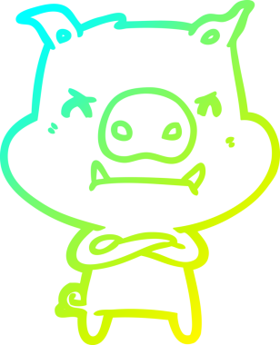 Bir insan tarafından çizilmiş kızgın çizgi film domuzu çizimi.