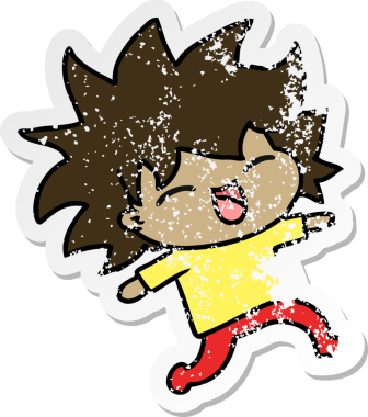 Bir insan tarafından çizilmiş tatlı kawai kızının serbest sticker 'ı.