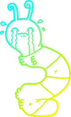 Bir insan tarafından çizilmiş ağlayan tırtılın soğuk çizgi çizimi.