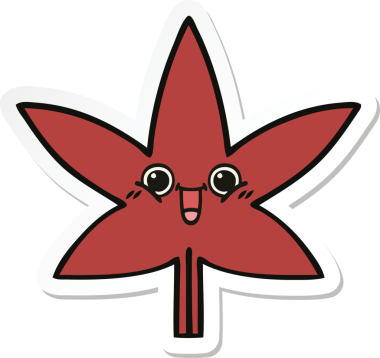 Bir insan tarafından çizilmiş güzel bir sonbahar yaprağının çıkartması.