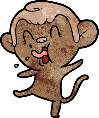 Bir insan tarafından çizilmiş çılgın çizgi film maymunu