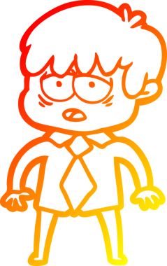 Bir insan tarafından çizilmiş, bitkin bir çocuğun sıcak çizgi çizimi.