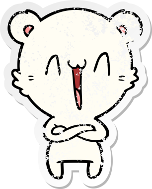 Bir insan tarafından çizilmiş mutlu bir kutup ayısı karikatürü.