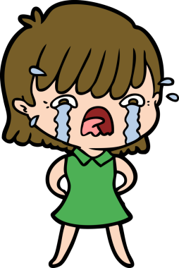 Bir insan tarafından çizilmiş ağlayan çizgi film kızı.