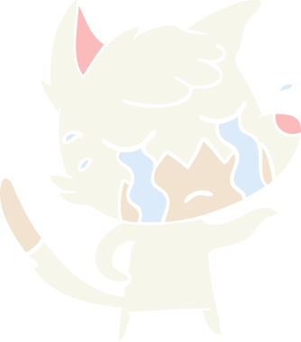 Bir insan tarafından çizilmiş ağlayan tilki düz renkli çizgi film