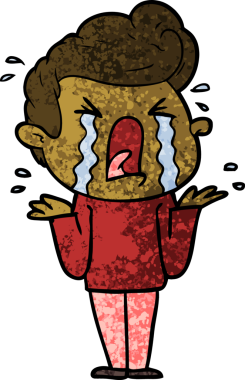 Bir insan tarafından çizilmiş ağlayan bir karikatür.