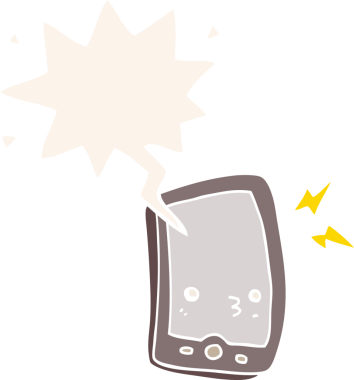 bir insan tarafından çizilmiş konuşma baloncuklu çizgi film cep telefonu