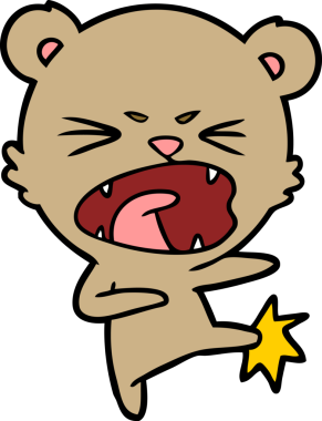 Bir insan tarafından çizilmiş kızgın çizgi film ayısı.