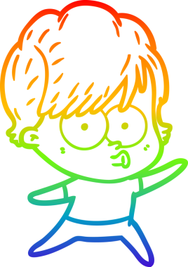 gökkuşağı gradyan çizimi bir insan tarafından çizilmiş bir karikatür kadın