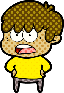 Bir insan tarafından çizilmiş endişeli çizgi film çocuğu.