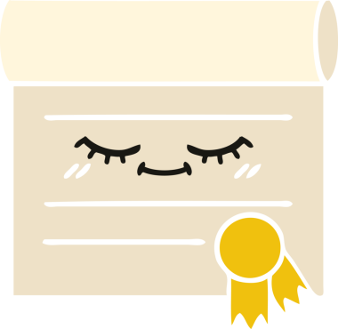 Bir insan tarafından çizilmiş bir sertifikanın düz renk retro karikatürü