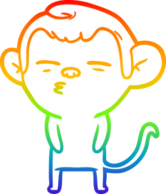 Gökkuşağı gradyan çizgi çizimi Bir insan tarafından çizilmiş şüpheli maymun